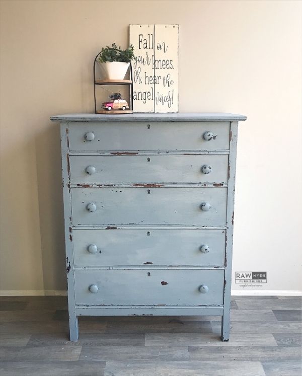 Antique Chippy Blue Dresser - RAWHyde Furnishings